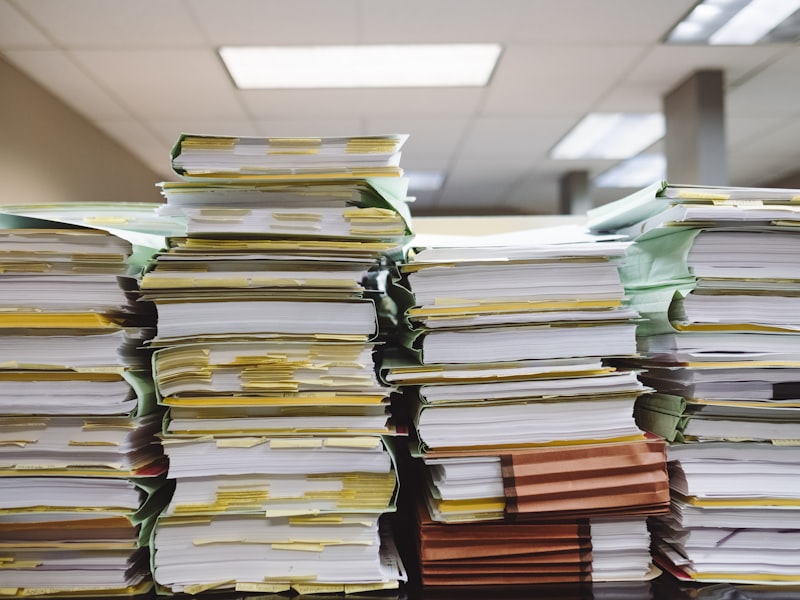 Stacks of township records and files